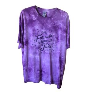 Gildan Men’s heavy cotton tie dye purple Tshirt SZ XL religious Bible Christian